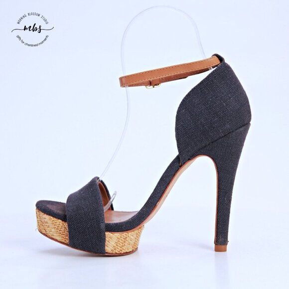 Tory Burch Amina Ankle Strap Platform Heeled Sandals Navy Tab Women 6 - Picture 7 of 13